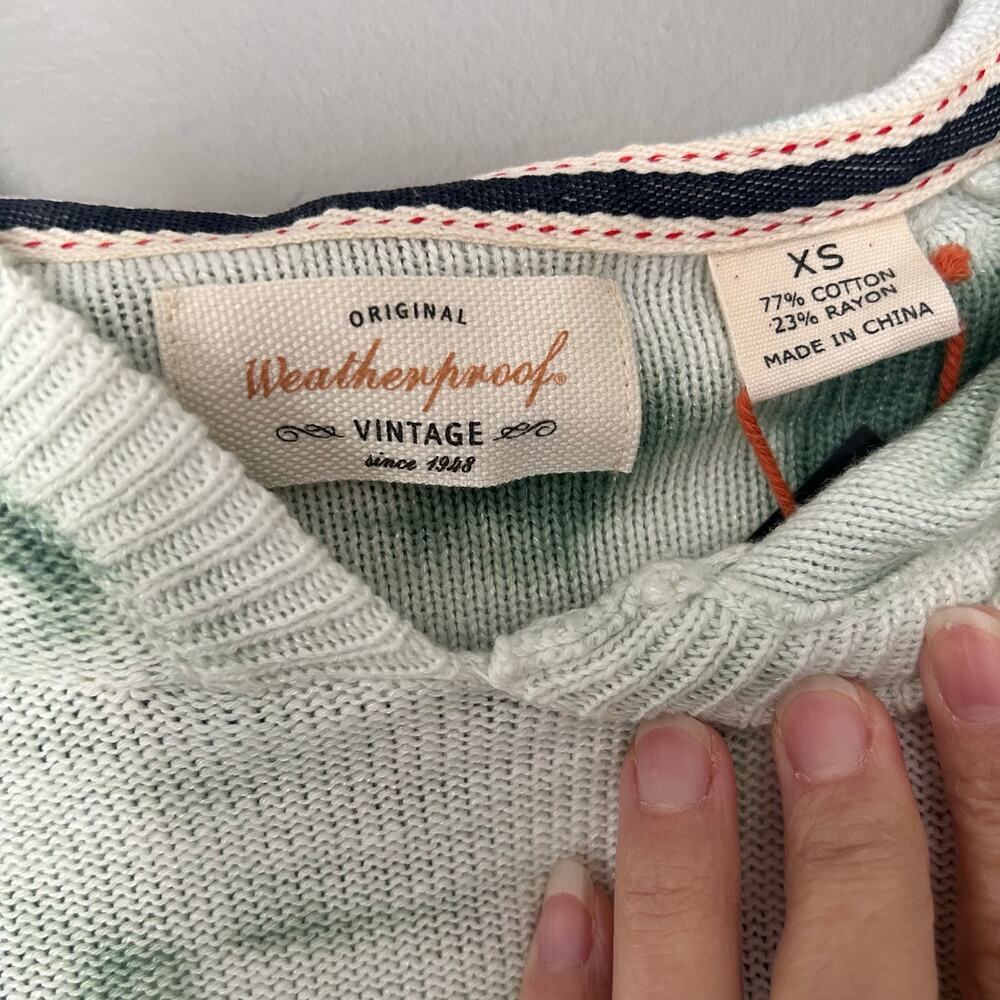 Vintage Weatherproof Green Tie Dye V-neck Hoodied Sweatshirt XS, NWT - Picture 7 of 9